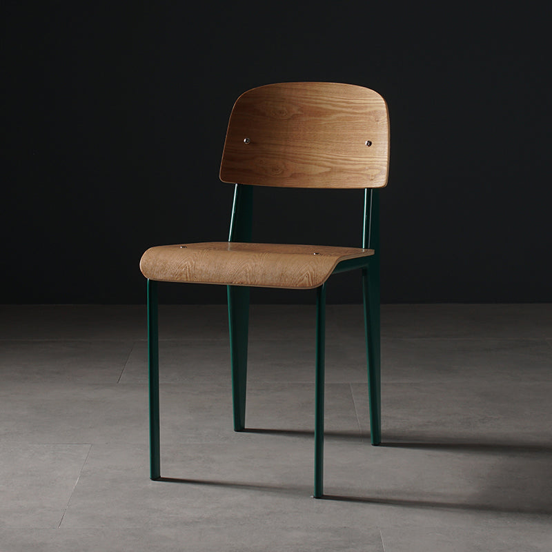 Sedia da pranzo in stile contemporaneo sedia in metallo con gambe in legno
