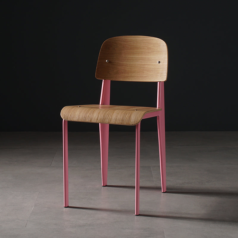 Sedia da pranzo in stile contemporaneo sedia in metallo con gambe in legno