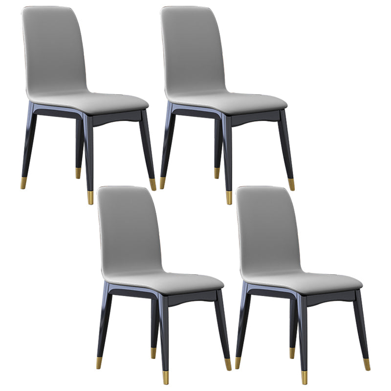 Industrial Rubberwood Solid Back Chair Matte Finish Upholstered Dining Chair with Black Legs