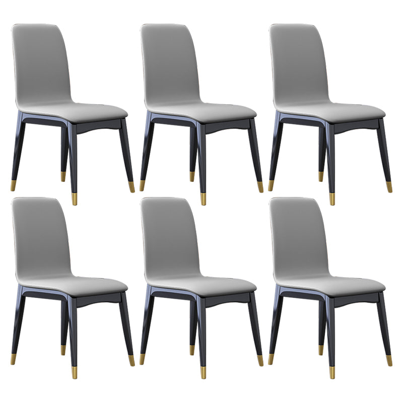 Industrial Rubberwood Solid Back Chair Matte Finish Upholstered Dining Chair with Black Legs