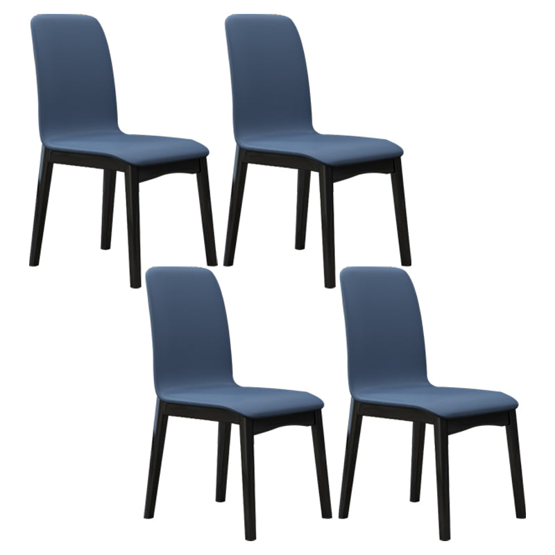 Industrial Rubberwood Solid Back Chair Matte Finish Upholstered Dining Chair with Black Legs