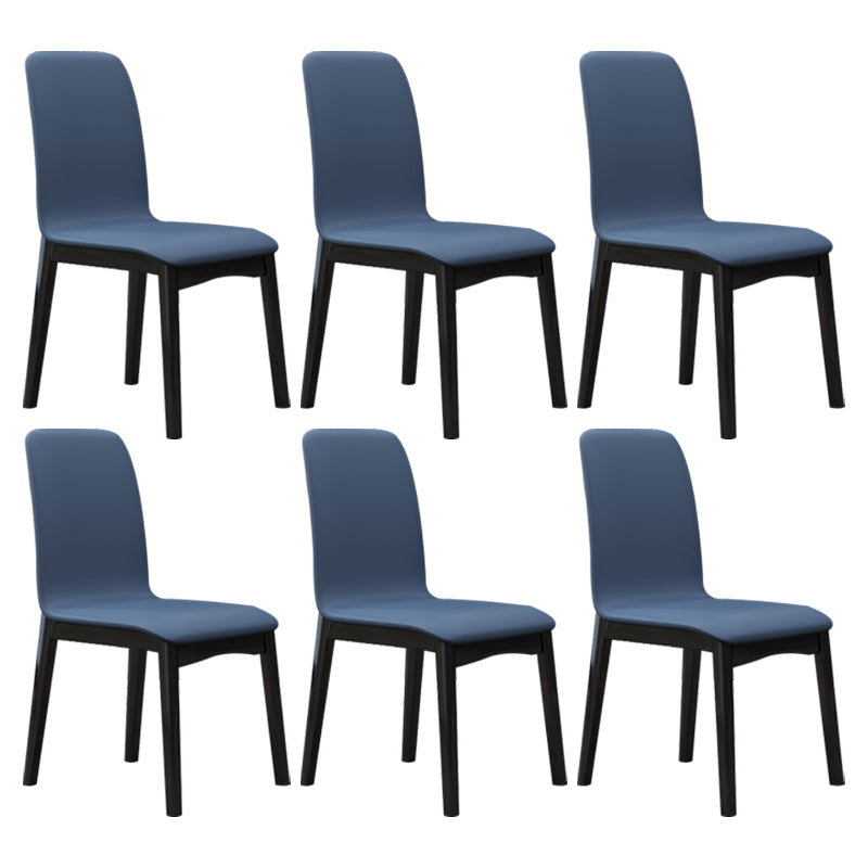 Industrial Rubberwood Solid Back Chair Matte Finish Upholstered Dining Chair with Black Legs