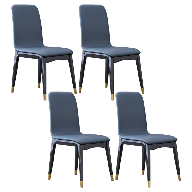 Industrial Rubberwood Solid Back Chair Matte Finish Upholstered Dining Chair with Black Legs
