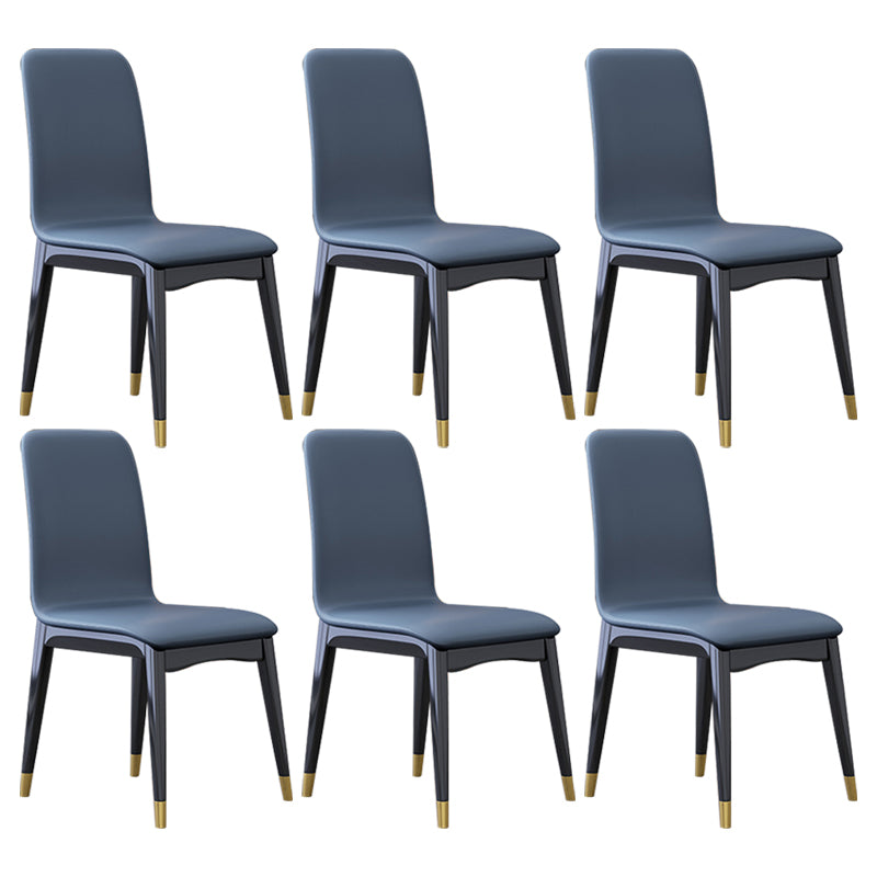 Industrial Rubberwood Solid Back Chair Matte Finish Upholstered Dining Chair with Black Legs