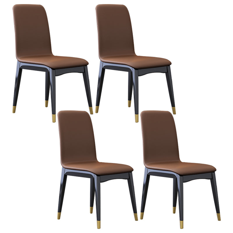 Industrial Rubberwood Solid Back Chair Matte Finish Upholstered Dining Chair with Black Legs