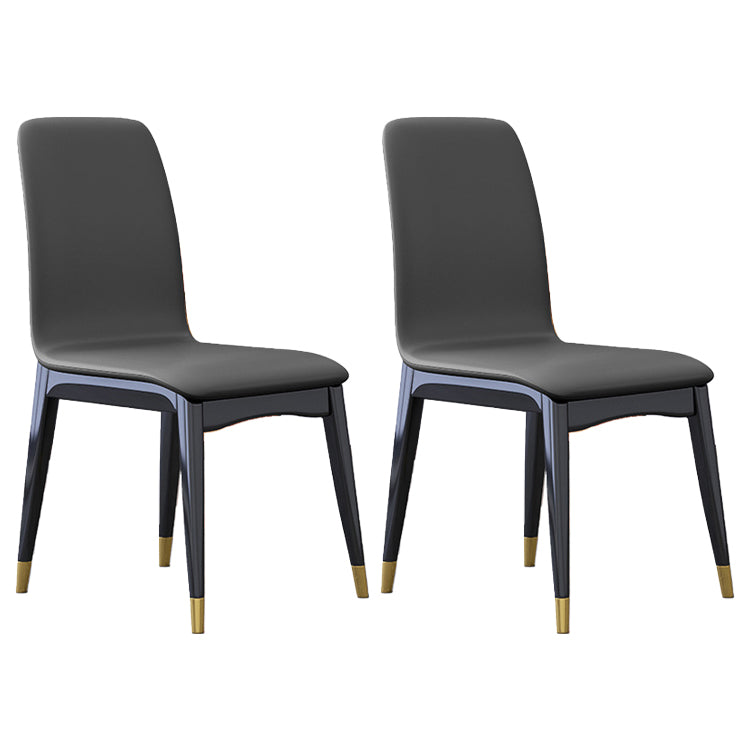 Industrial Rubberwood Solid Back Chair Matte Finish Upholstered Dining Chair with Black Legs