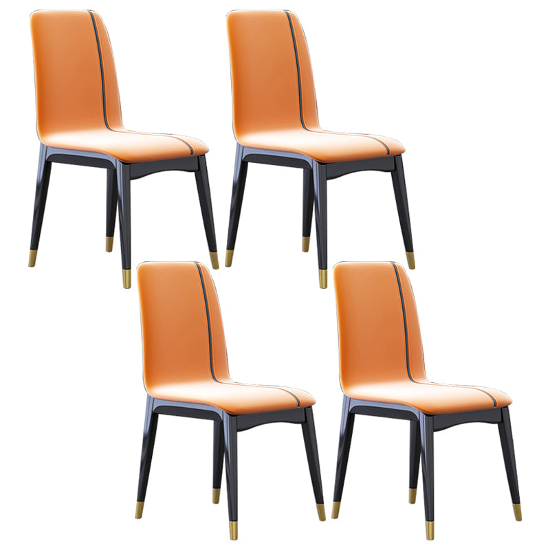 Industrial Rubberwood Solid Back Chair Matte Finish Upholstered Dining Chair with Black Legs