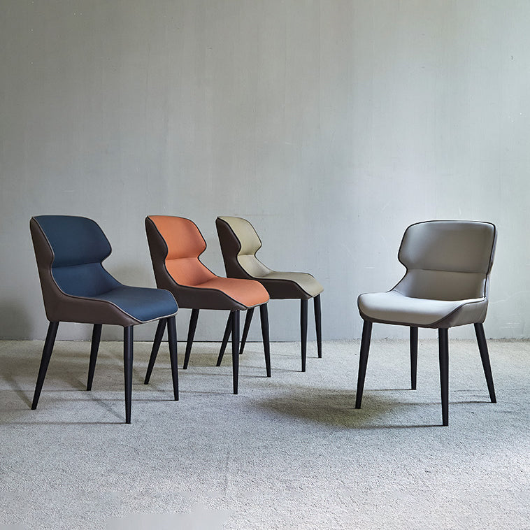 Contemporary Metal Dining Room Chairs Wingback Armless Chair for Home Use