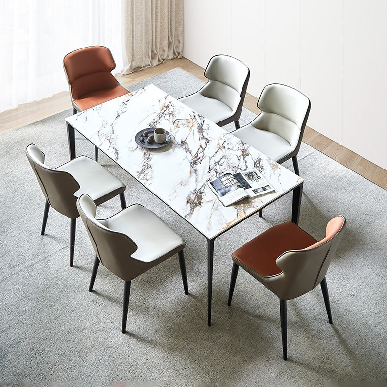 Contemporary Metal Dining Room Chairs Wingback Armless Chair for Home Use