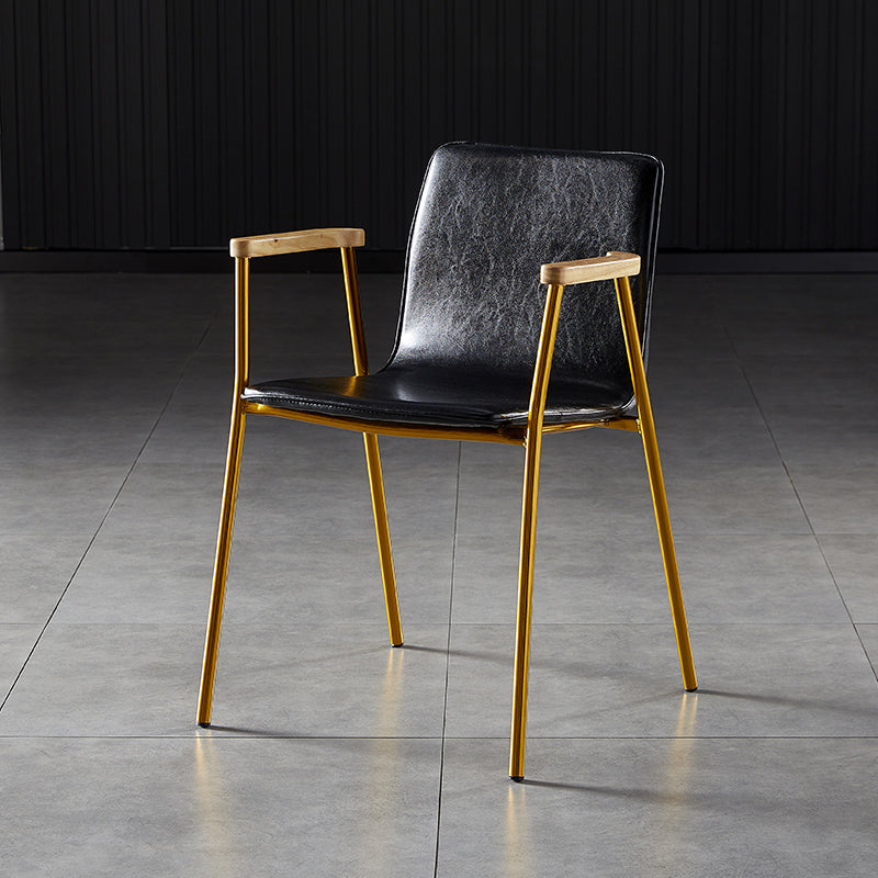 Industrial Style Leather Dining Side Chairs Solid Back Armless Chairs for Home Use