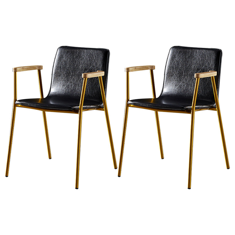 Industrial Style Leather Dining Side Chairs Solid Back Armless Chairs for Home Use