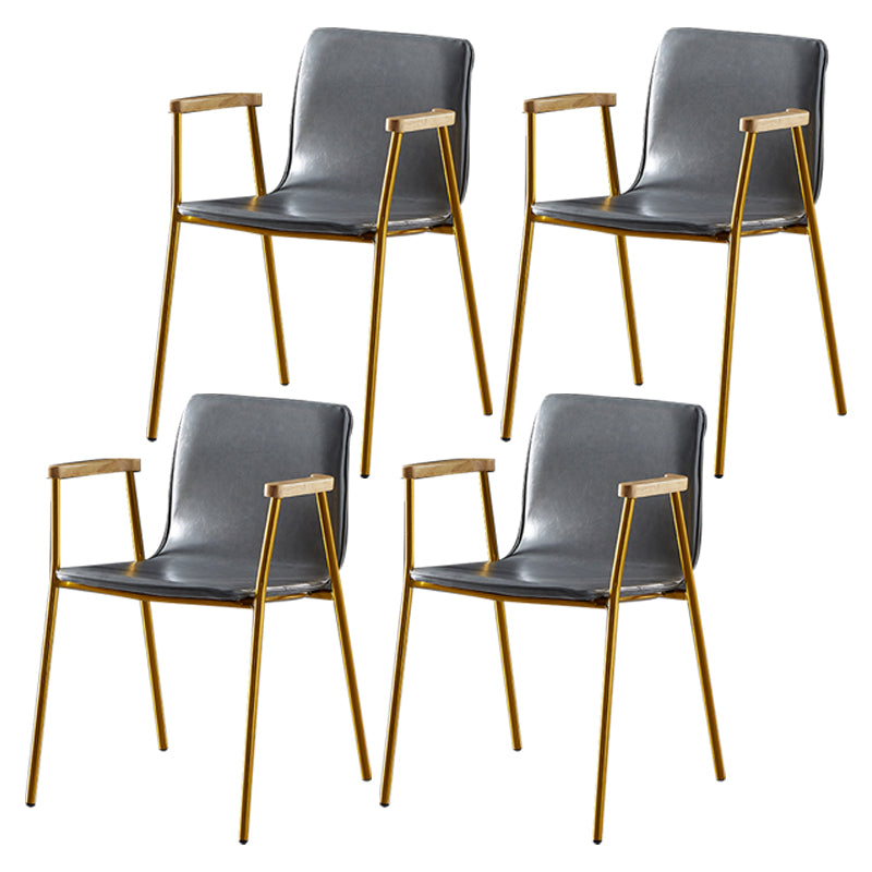 Industrial Style Leather Dining Side Chairs Solid Back Armless Chairs for Home Use