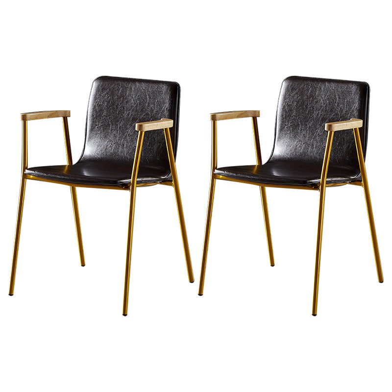 Industrial Style Leather Dining Side Chairs Solid Back Armless Chairs for Home Use