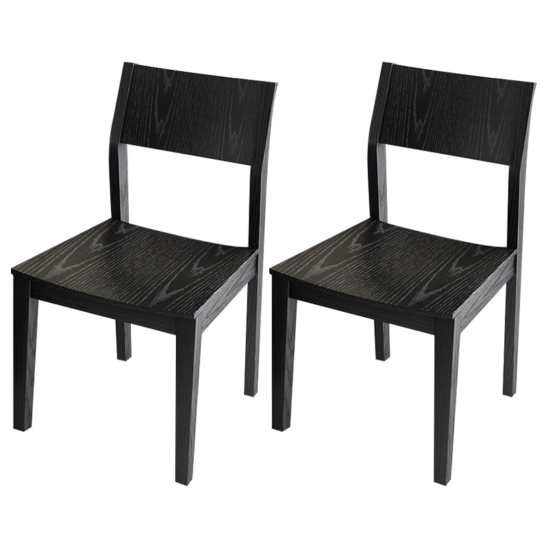 Wood Industrial Restaurant Side Chair Open Back Dining Chair with Black Legs