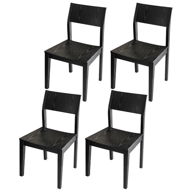 Wood Industrial Restaurant Side Chair Open Back Dining Chair with Black Legs