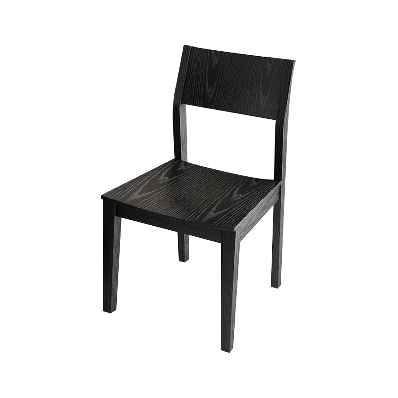 Wood Industrial Restaurant Side Chair Open Back Dining Chair with Black Legs