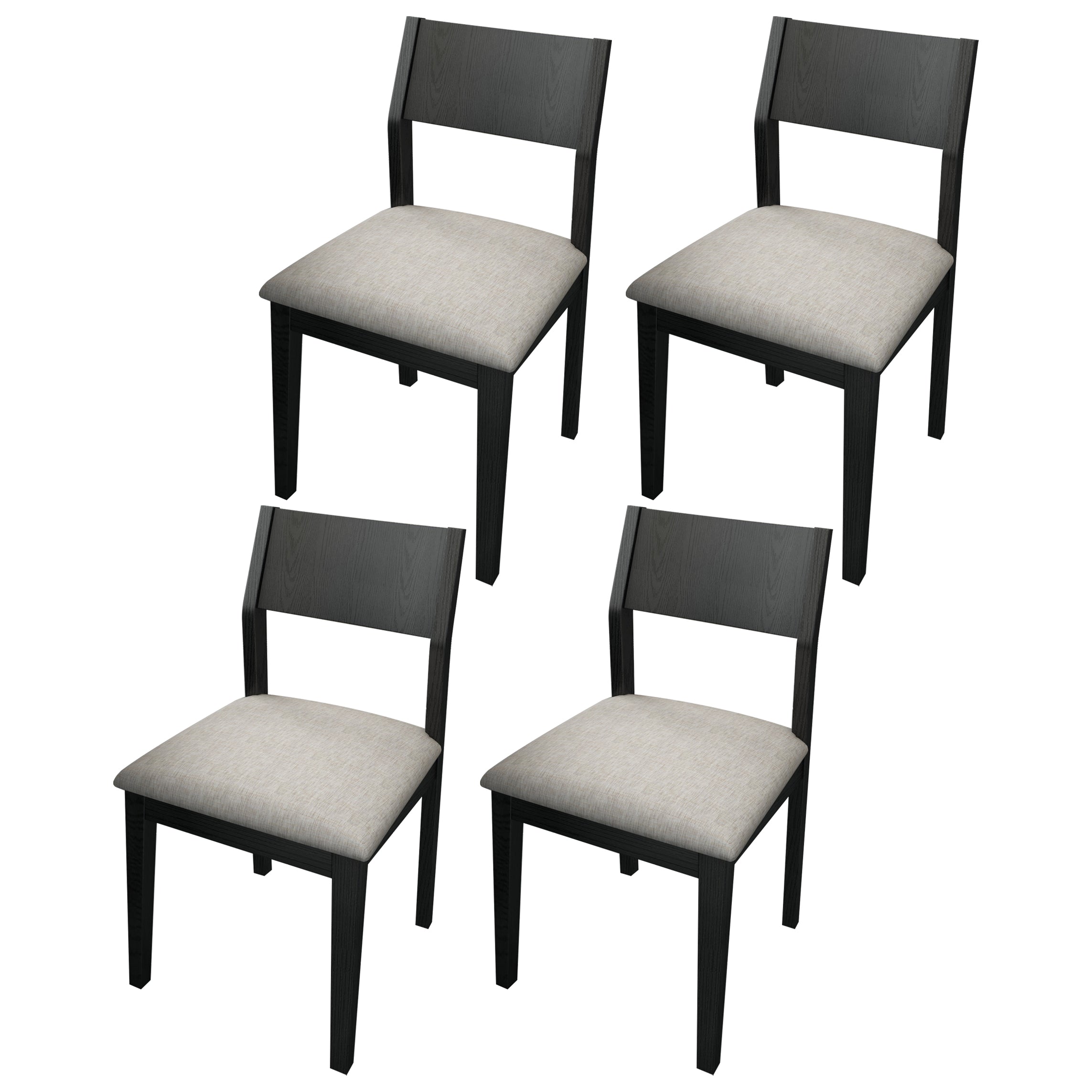 Wood Industrial Restaurant Side Chair Open Back Dining Chair with Black Legs