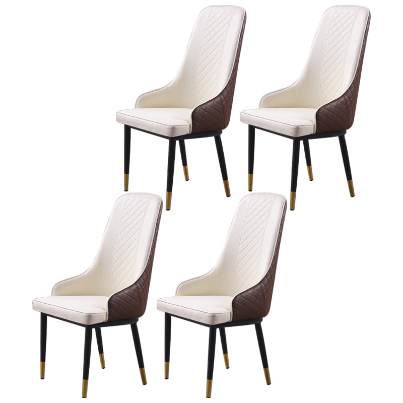 Minimalist Style Upholstered Side Chair Leather Dining Armless Chair for Home Use