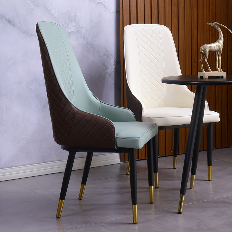 Minimalist Style Upholstered Side Chair Leather Dining Armless Chair for Home Use