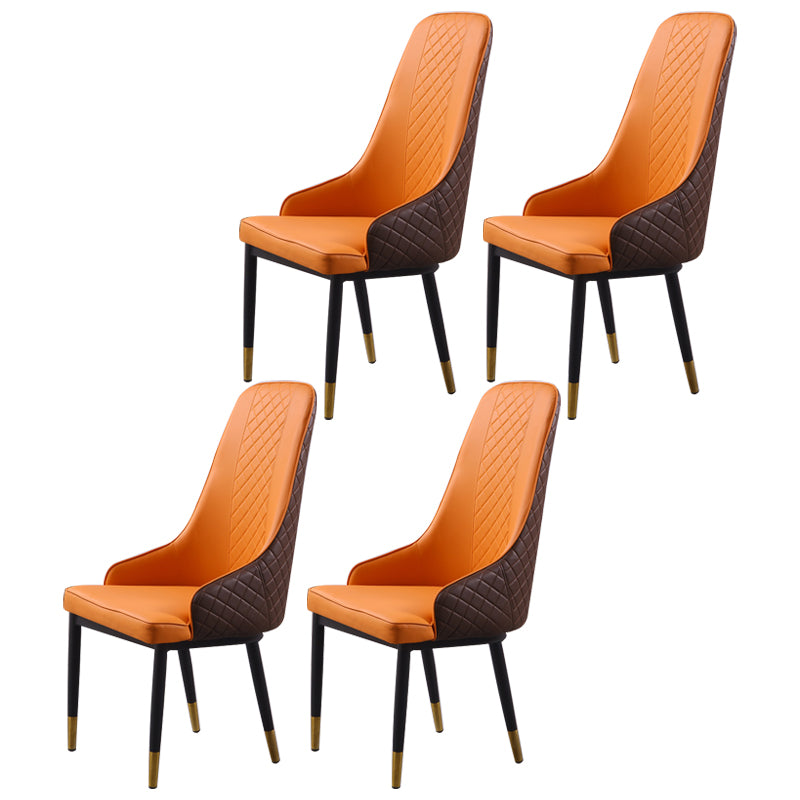 Minimalist Style Upholstered Side Chair Leather Dining Armless Chair for Home Use