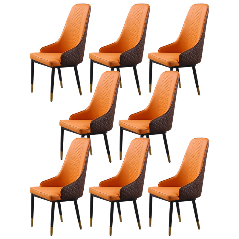 Minimalist Style Upholstered Side Chair Leather Dining Armless Chair for Home Use