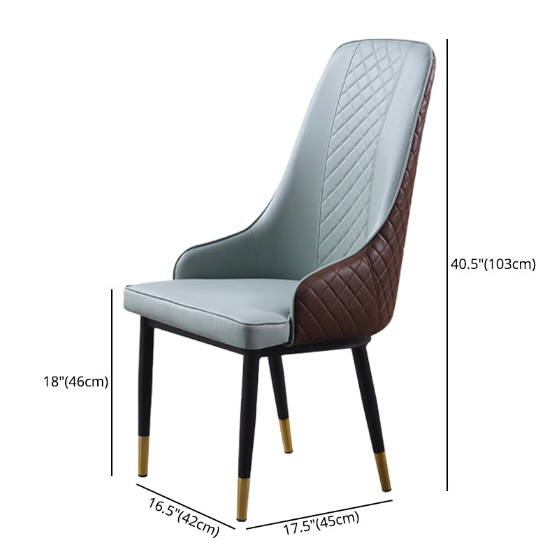 Minimalist Style Upholstered Side Chair Leather Dining Armless Chair for Home Use