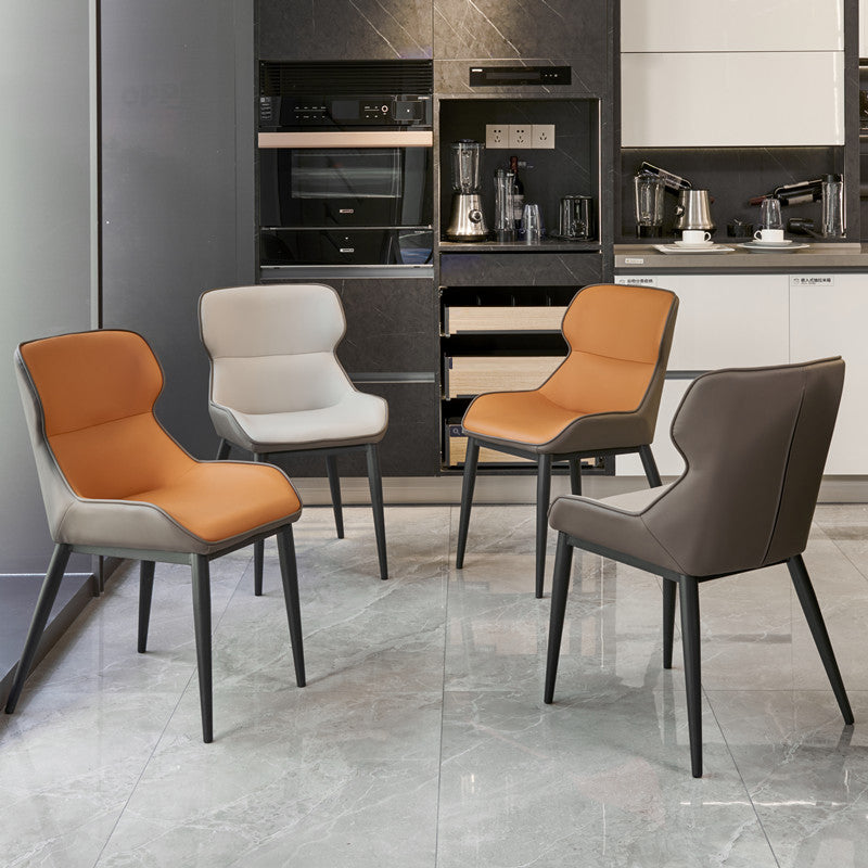Modern Metal Indoor-Outdoor Chair Dining Room Wingback Parsons Armless Chair
