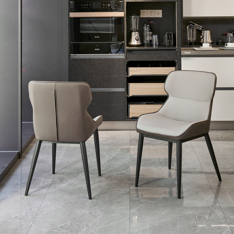 Modern Metal Indoor-Outdoor Chair Dining Room Wingback Parsons Armless Chair