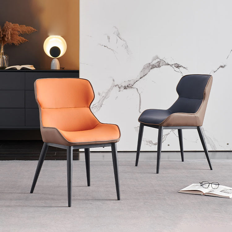 Modern Metal Indoor-Outdoor Chair Dining Room Wingback Parsons Armless Chair