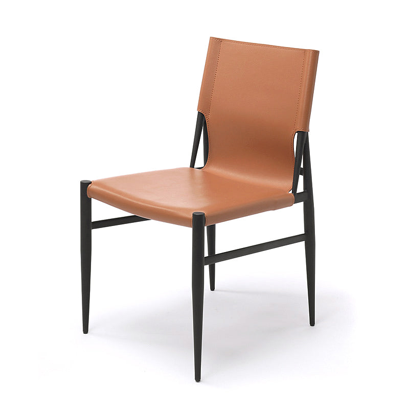 Contemporary Style Leather Dining Chair Solid Back Armless Chairs for Home
