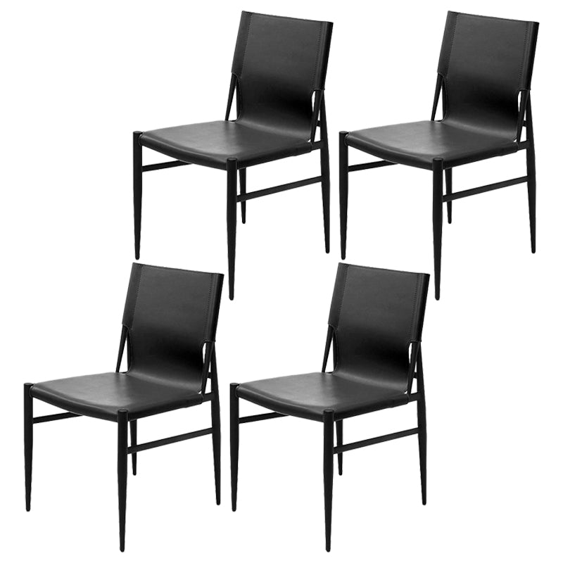 Contemporary Style Leather Dining Chair Solid Back Armless Chairs for Home