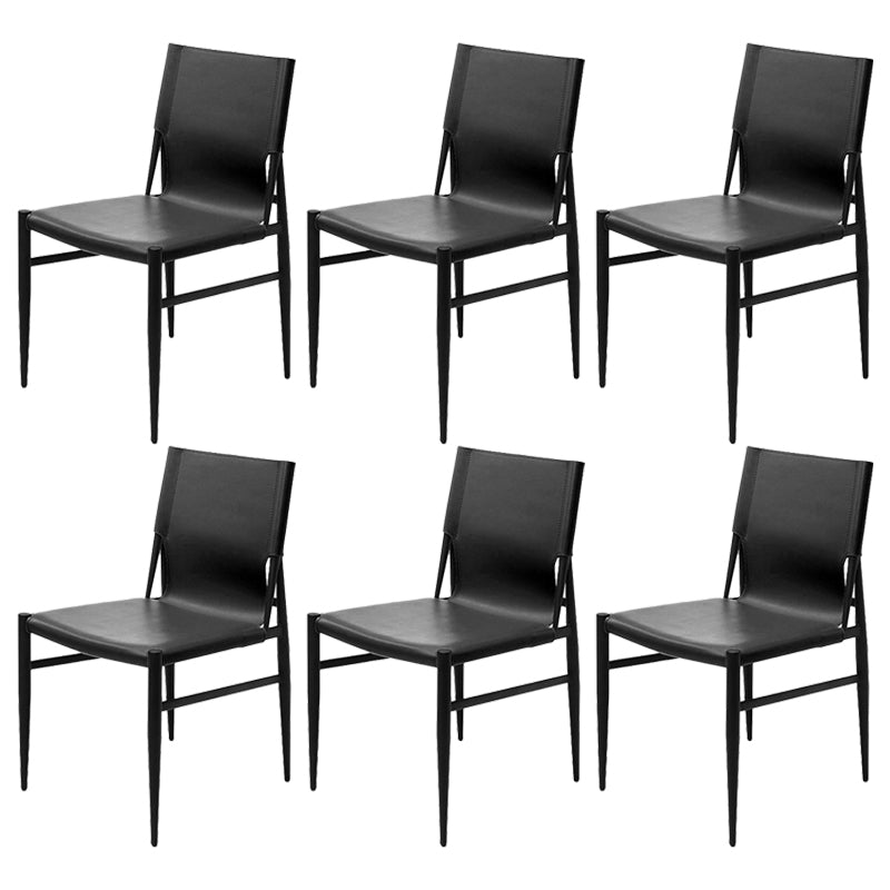 Contemporary Style Leather Dining Chair Solid Back Armless Chairs for Home