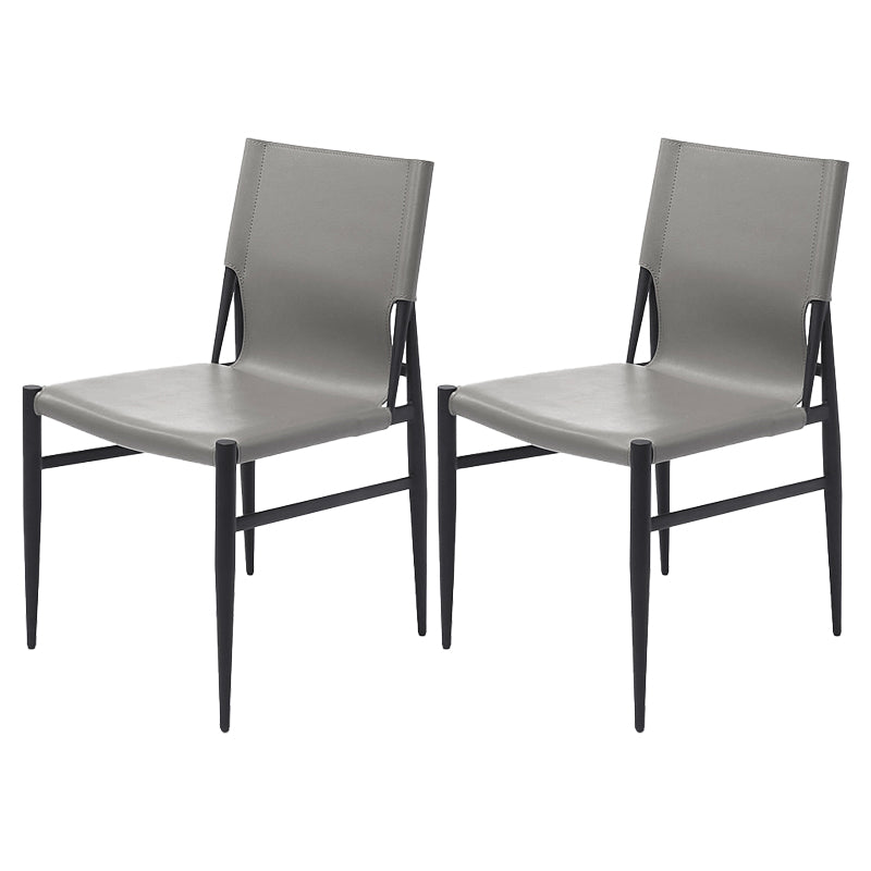 Contemporary Style Leather Dining Chair Solid Back Armless Chairs for Home
