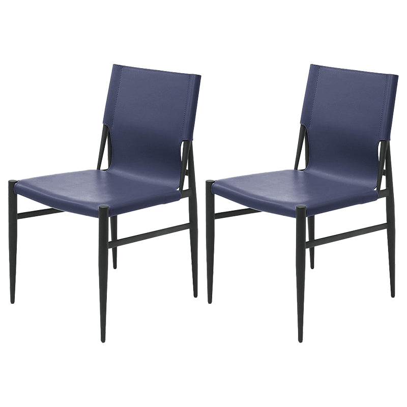 Contemporary Style Leather Dining Chair Solid Back Armless Chairs for Home