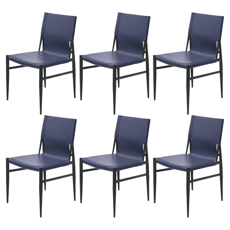 Contemporary Style Leather Dining Chair Solid Back Armless Chairs for Home