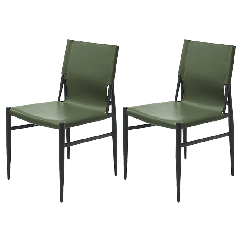 Contemporary Style Leather Dining Chair Solid Back Armless Chairs for Home