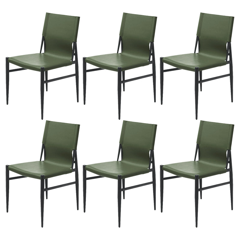 Contemporary Style Leather Dining Chair Solid Back Armless Chairs for Home