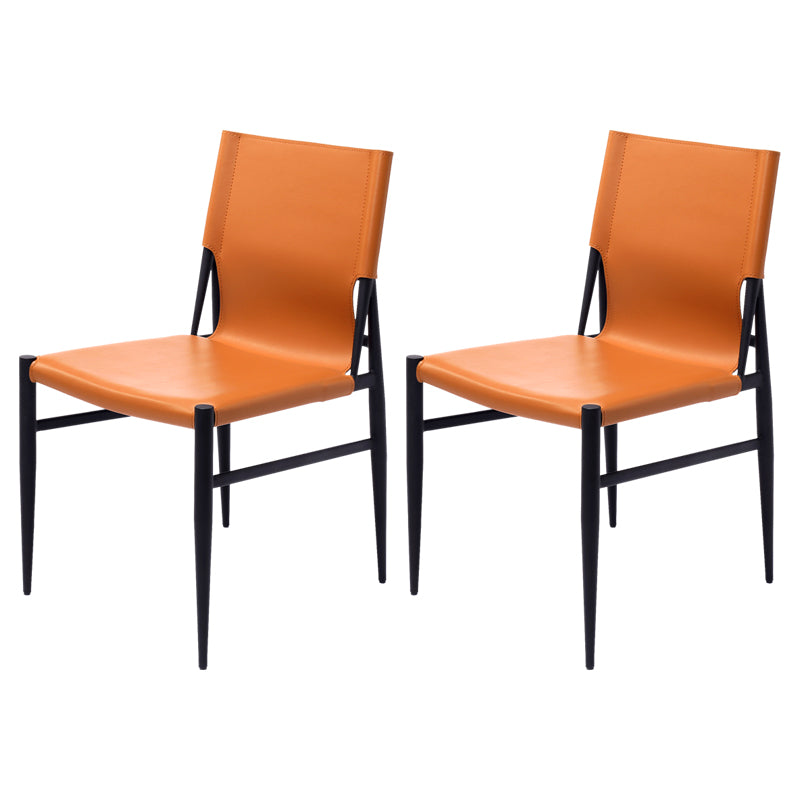 Contemporary Style Leather Dining Chair Solid Back Armless Chairs for Home