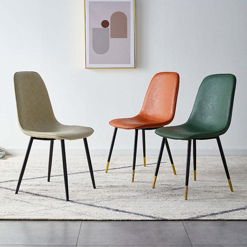 Chaises de salle à manger en cuir de style Glam pour chaises sans bras à dossier solide de cuisine