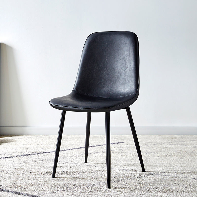 Glam Style Leather Dining Chairs for Kitchen Solid Back Armless Chairs