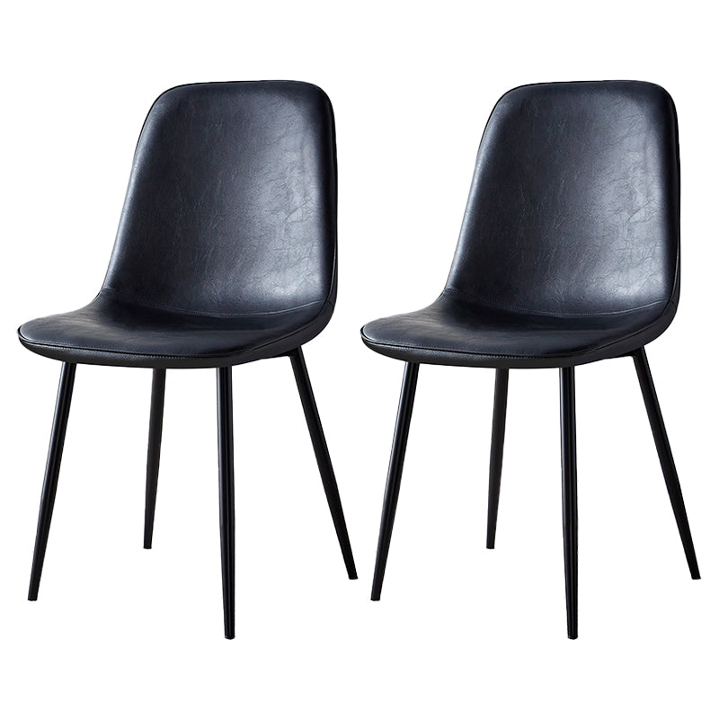 Glam Style Leather Dining Chairs for Kitchen Solid Back Armless Chairs