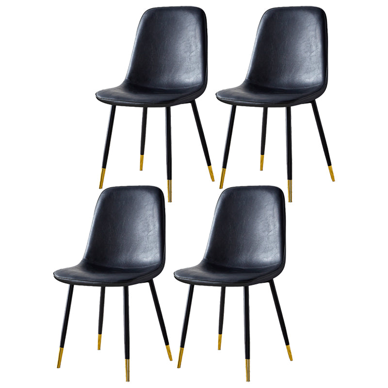 Glam Style Leather Dining Chairs for Kitchen Solid Back Armless Chairs