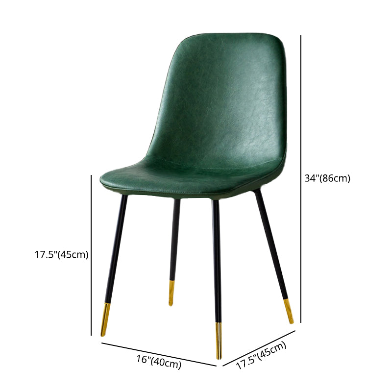 Glam Style Leather Dining Chairs for Kitchen Solid Back Armless Chairs
