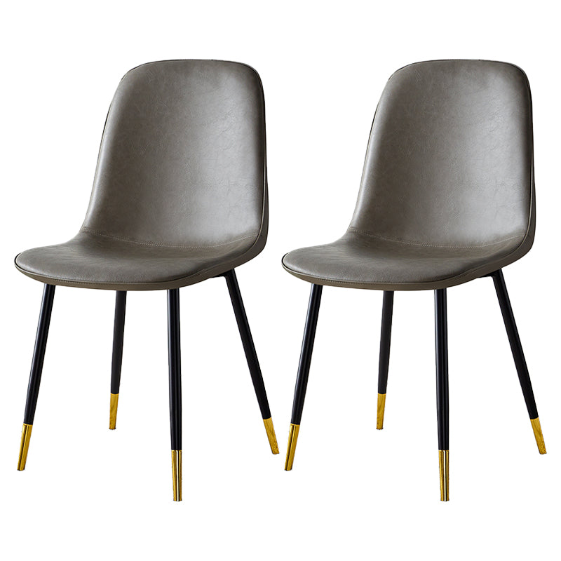 Glam Style Leather Dining Chairs for Kitchen Solid Back Armless Chairs