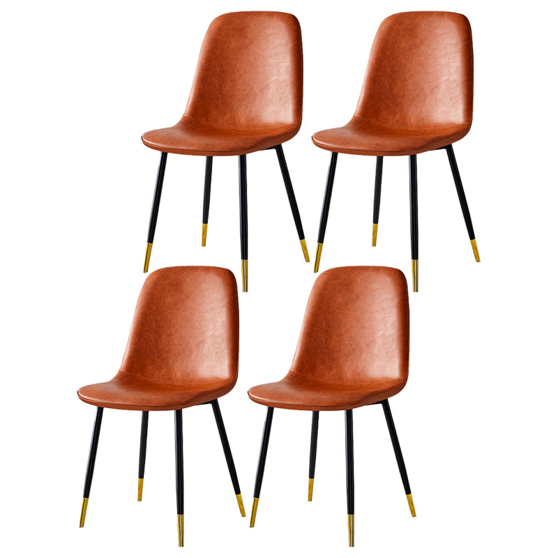 Glam Style Leather Dining Chairs for Kitchen Solid Back Armless Chairs