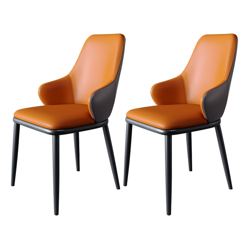 Minimalist Style Leather Dining Chairs Solid Back Upholstered Side Chair for Home