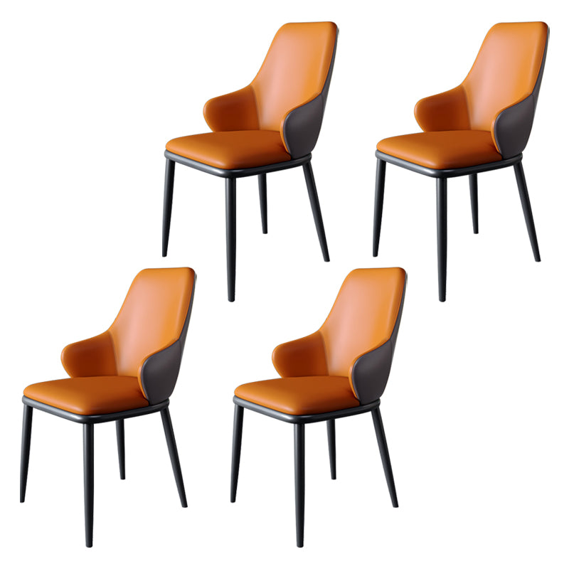 Minimalist Style Leather Dining Chairs Solid Back Upholstered Side Chair for Home
