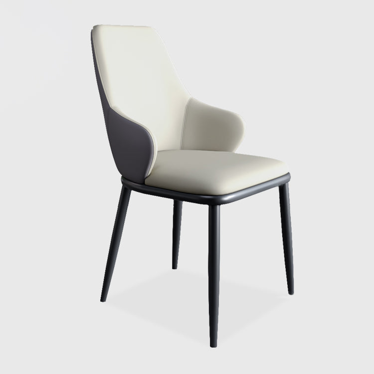Minimalist Style Leather Dining Chairs Solid Back Upholstered Side Chair for Home