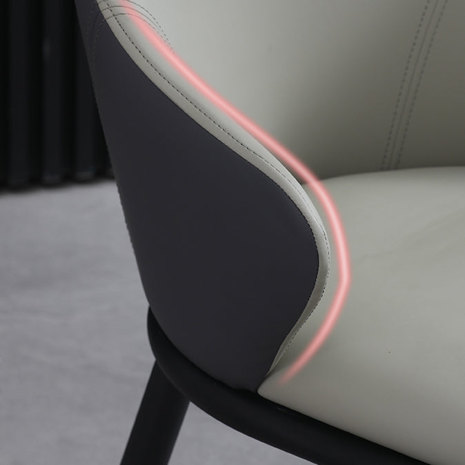 Minimalist Style Leather Dining Chairs Solid Back Upholstered Side Chair for Home