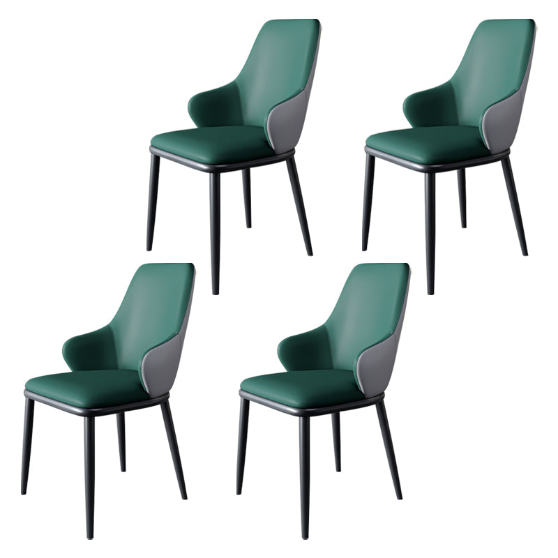 Minimalist Style Leather Dining Chairs Solid Back Upholstered Side Chair for Home